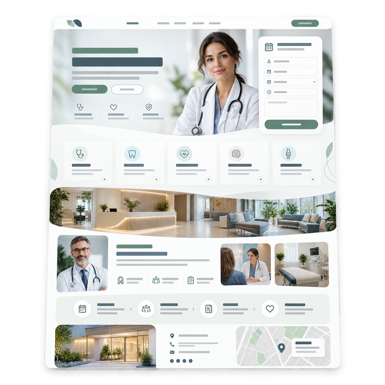 Exemplo visual de interface desktop de site para médicos